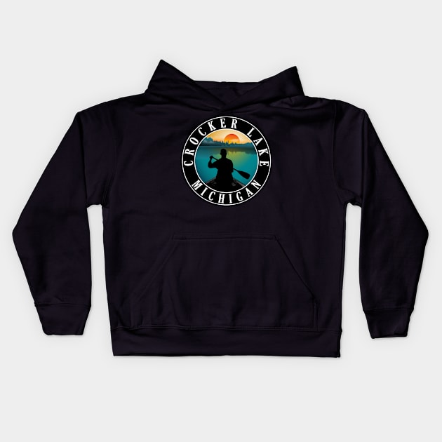 Crocker Lake Canoeing Michigan Sunset Kids Hoodie by BirdsEyeWorks